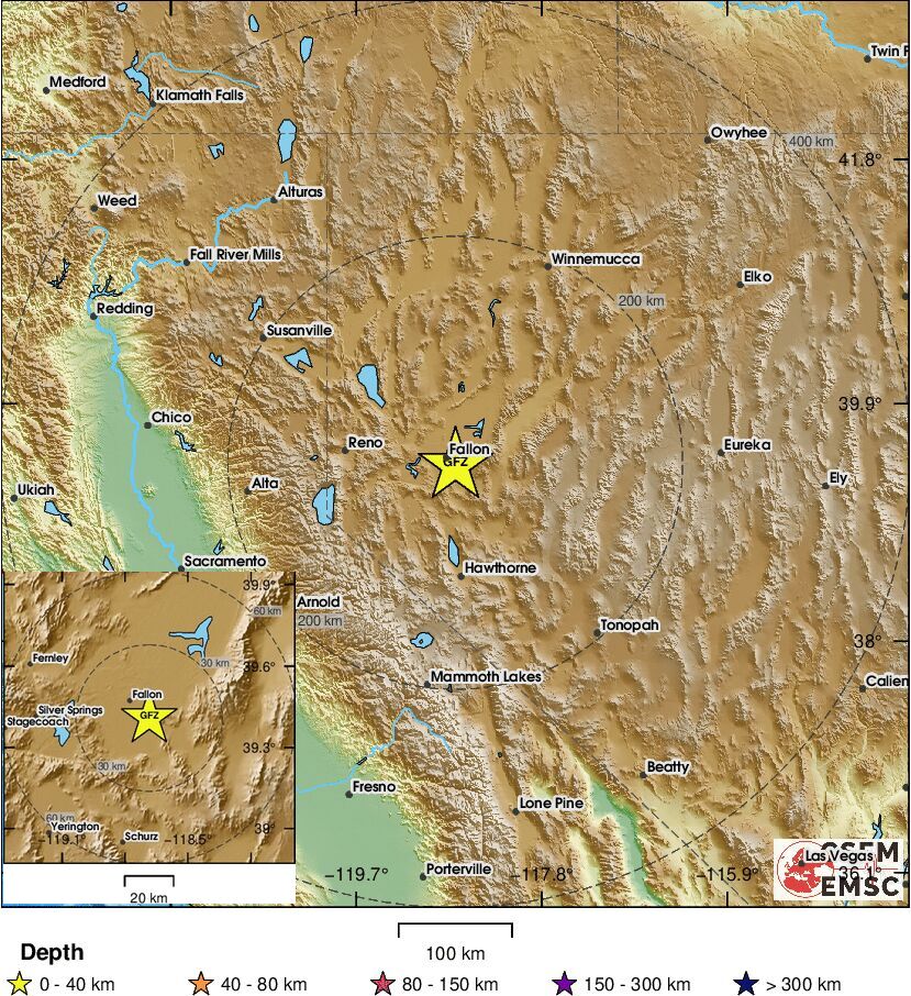 LastQuake's tweet image. #Earthquake (#sismo) confirmed by seismic data.⚠Preliminary info: M5.1 || 7 mi SE of #Fallon (#Nevada) || 6 min ago (local time 01:17:28). Follow the thread for the updates👇