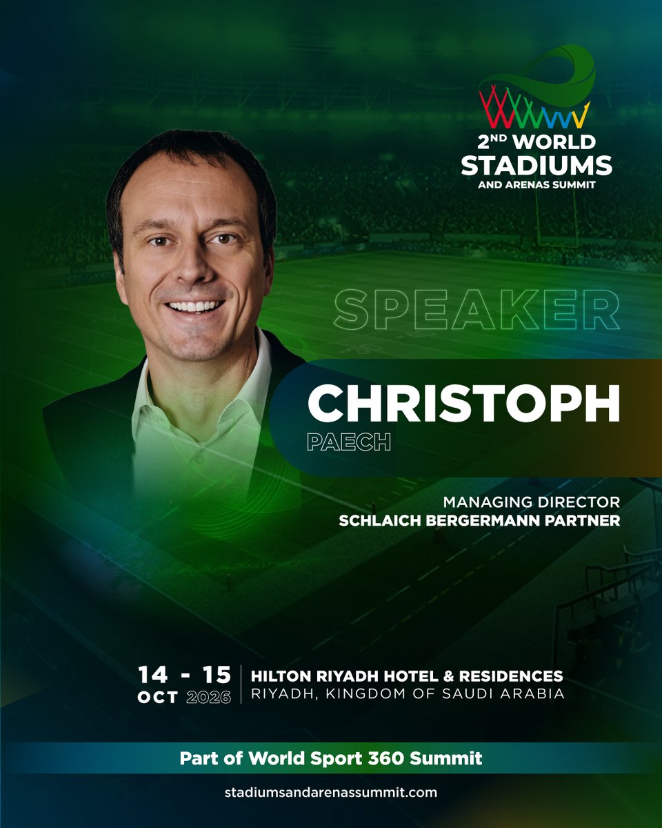 Christoph Paech, MD at Schlaich Bergermann Partner, will be speaking at #WSAS2026 on engineering stadiums into iconic, sustainable landmarks.

📅14th-15th October 2026| 📍 Riyadh
🔗 stadiumsandarenassummit.com 

#StadiumEngineering #SportsInfrastructure