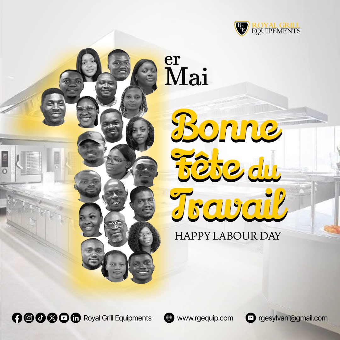 RoyalGrillEquip's tweet image. Royal Grill Équipements célèbre avec fierté la 140ème Journée Internationale des Travailleurs !
A huge thank you to our employees, partners, customers, and collaborators for their commitment and support.

#FêteDuTravail #RoyalGrillÉquipements #Restaurant #boulangerie #ForYou