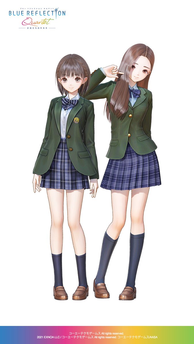 かんな&amp;彩未は、
「王道感溢れる落ち着いたグリーン」

先行配信衣装「制服（バディな世界Ver.）」は プレミアムBOXをチェック！

▼#ブルリフQ 7/30発売！
blue-reflection.com/quartet/jp/