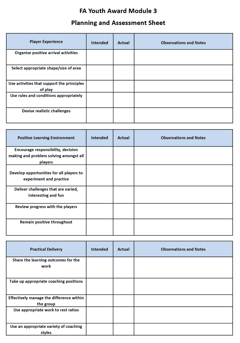 gary_piggot's tweet photo. Here is the old FA Youth Module 3 session checklist and assessment sheet.
Still a decent guide for coaches when considering the before, during, and after elements of a session.
Any thoughts? https://t.co/BAG38gTEV9