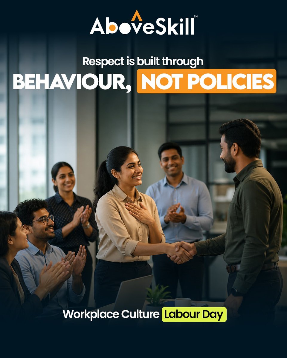 AboveSkill's tweet photo. Policies set rules. Behaviour builds culture.
This Labour Day, focus on actions that create respect—not just policies that define it.
Connect with AboveSkill for impactful workplace training.
#LabourDay #WorkplaceCulture #RespectAtWork #CorporateTraining #PoSH #AboveSkill https://t.co/6ddQ7cZM3w