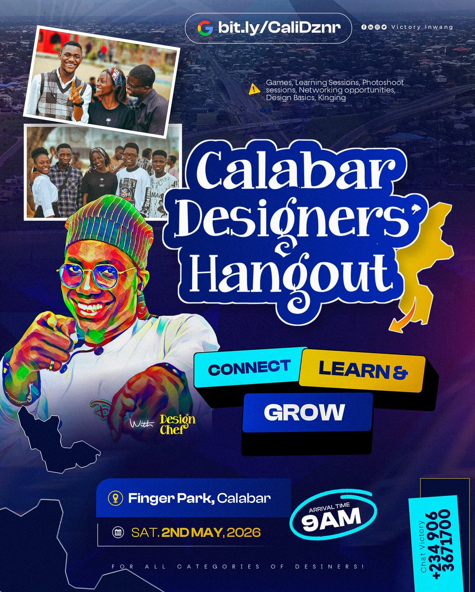 InwangVictory's tweet photo. If you reside in Cross River State, we are bringing the Designers' Hangout to your city. 

Let's meet here tomorrow 

https://t.co/tAphrGysVo https://t.co/e4Gh876FOA
