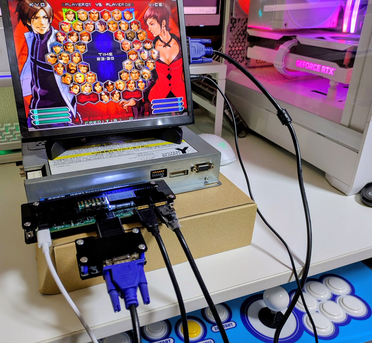 haruken522's tweet image. おま環のせいかと思ってたeasyarcade2の2P問題がとりあえず解決して嬉しいー！やはり筐体が欲しくなるな！

#kof2002um
#easyarcade2