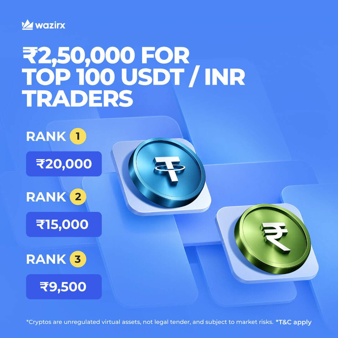 Keep trading 📈

You can win up to ₹20,000 in the Highest Trader Kaun Contest 💰

Trade $USDT/INR, track your rank &amp; win 👉 wazirx.com/contest

Contest ends on 3rd May at 9 PM IST ⌛️