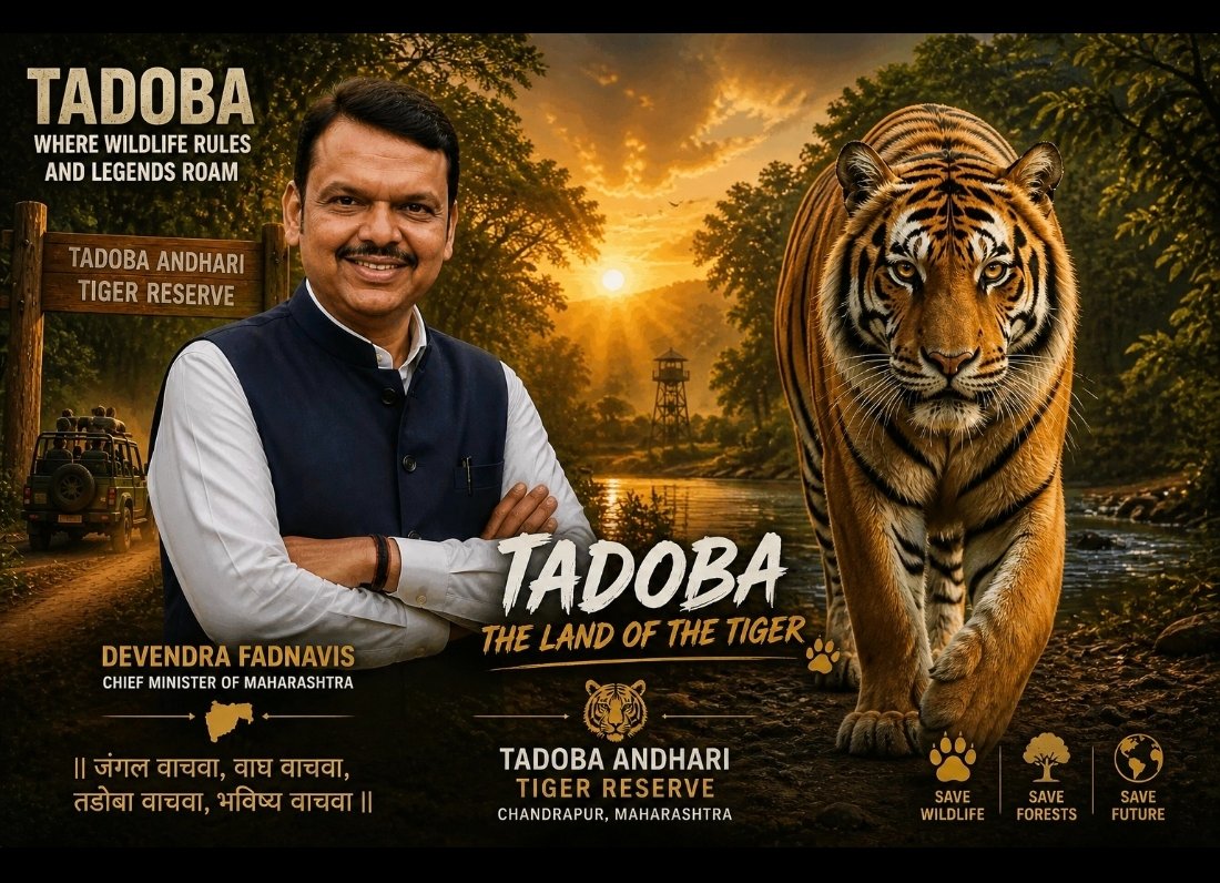 WaughSR's tweet photo. From the Martyrs' Memorial to the Ramdegi Temple gates, bravery is Maharashtra's legacy. Today, the Chief Minister, honors its heroes and its fierce wild guardians.
A roar from the Tiger Land is the soul’s own prayer, echoing the divinity in all living things. Jai Maharashtra! 🚩 https://t.co/FkihJ7LWRn