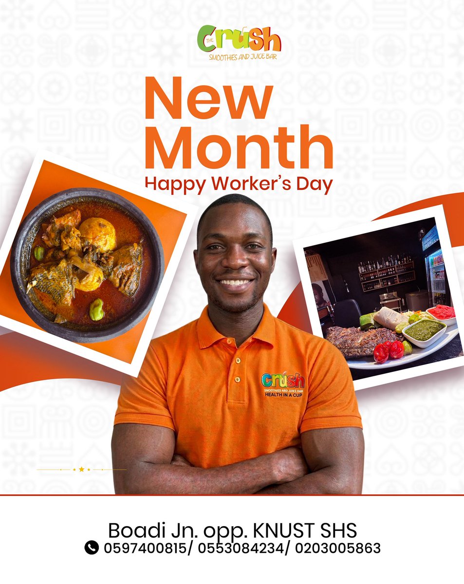 CrushSmoothies's tweet image. When last did you enjoy an amazing local meal? Visit The Crush bar today!

Or call 0597400815 to place an order.
#fetridetsi #mayday #fufu #kumasi