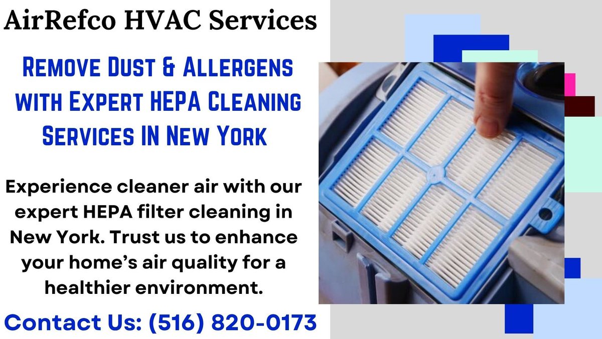 airrefco's tweet photo. Breathe easy with our HEPA cleaning services in New York! We tackle dust, allergens, and more for a healthier home. Call us: (516) 820-0173 or visit: https://t.co/QM0l6q8c0a
#HVACRepairNYC #HeatingAndCoolingNYC #NYCHVACExperts #StayComfortableNYC #NYCHomeServices #HVACProsNYC https://t.co/ZPlU1UxMR3