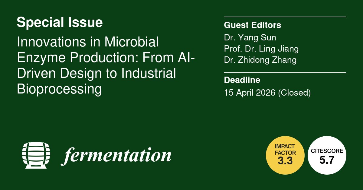 Ferment_MDPI's tweet photo. This issue explores cutting-edge advances in AI-guided enzyme engineering, microbial cell factories, and scalable fermentation systems for sustainable industrial applications in food, pharma, and green chemistry.
#Fermentation #EnzymeEngineering #AI
https://t.co/Mcut3EPQQX https://t.co/Fn5Lo8yVIh