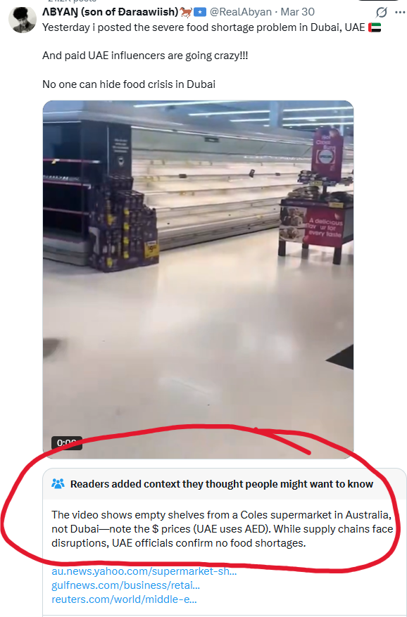 AlexiaNoel94927's tweet photo. @RealAbyan 4/13 @RealAbyan wasn't new to this. Previously flagged and had posts removed for spreading fake videos allegedly from #Dubai. Not a first offense. A documented disinformation actor.
#AccountHistory #PatientZero https://t.co/RH9oPpi23P