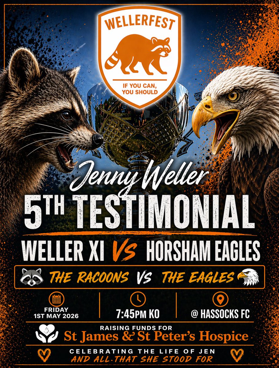 LeighAnneB1987's tweet photo. Today’s the day…The most Important football fixture of the year. We come together &amp; celebrate our legend Jenny Weller and all that she stood for. She left us with a mantra ‘If you can you should’ and so we are! Thank you to @HorshamEagles @hassocksfc for supporting the event! https://t.co/gukaYBWZR2