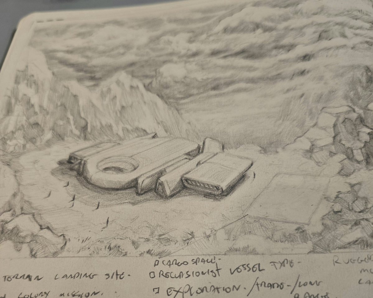 alexdrummo's tweet image. Protospace ship concepts + sketches, pencil is best.  #conceptart #traditional #drawing #spaceships #gamedev