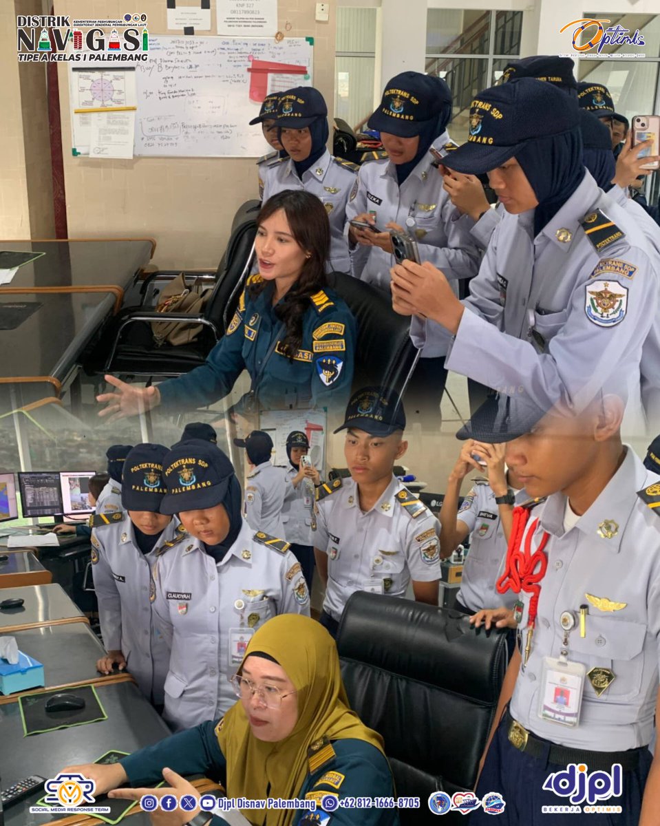 DisnavPalembang's tweet photo. Melihat lebih dekat dapur navigasi! 🧭

​Mahasiswa Poltek Trans SDP Palembang belajar langsung mengenai sistem VTS &amp; keselamatan maritim di @disnavpalembang. Sinergi teori &amp; praktik untuk cetak perwira transportasi handal. 🇮🇩

​#SDMUnggul #MaritimIndonesia #VTS https://t.co/FO9FemvSoM