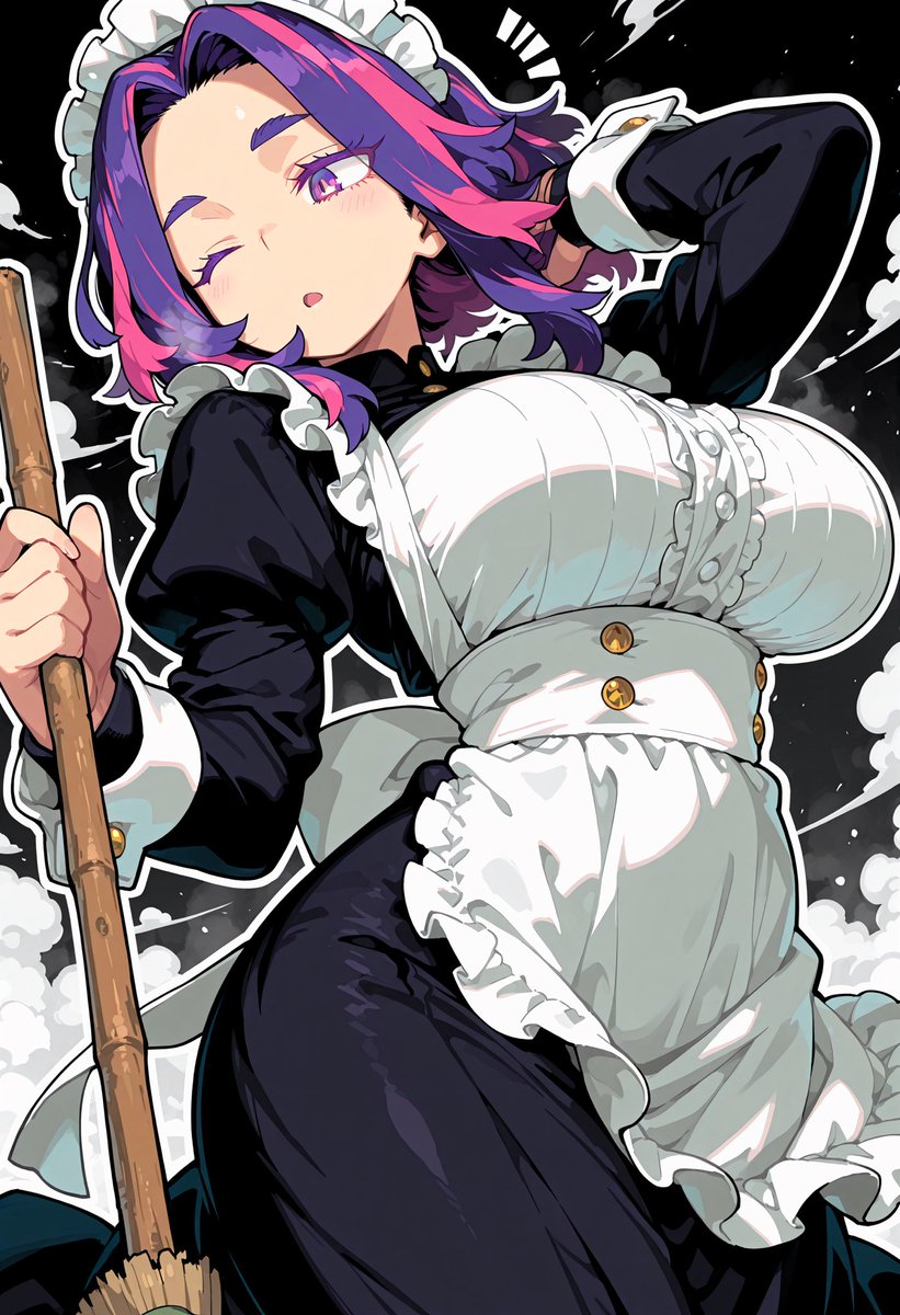 OGIN_21's tweet image. みなさん♪今日も一日お疲れ様でした🥰💕
長い一週間でした。。疲れたぁ😣💦
夜はゆっくり休みながら生成するぞー！😆🩷

メイドコスチュームのレディ・ナガンさん💕

#AIイラスト