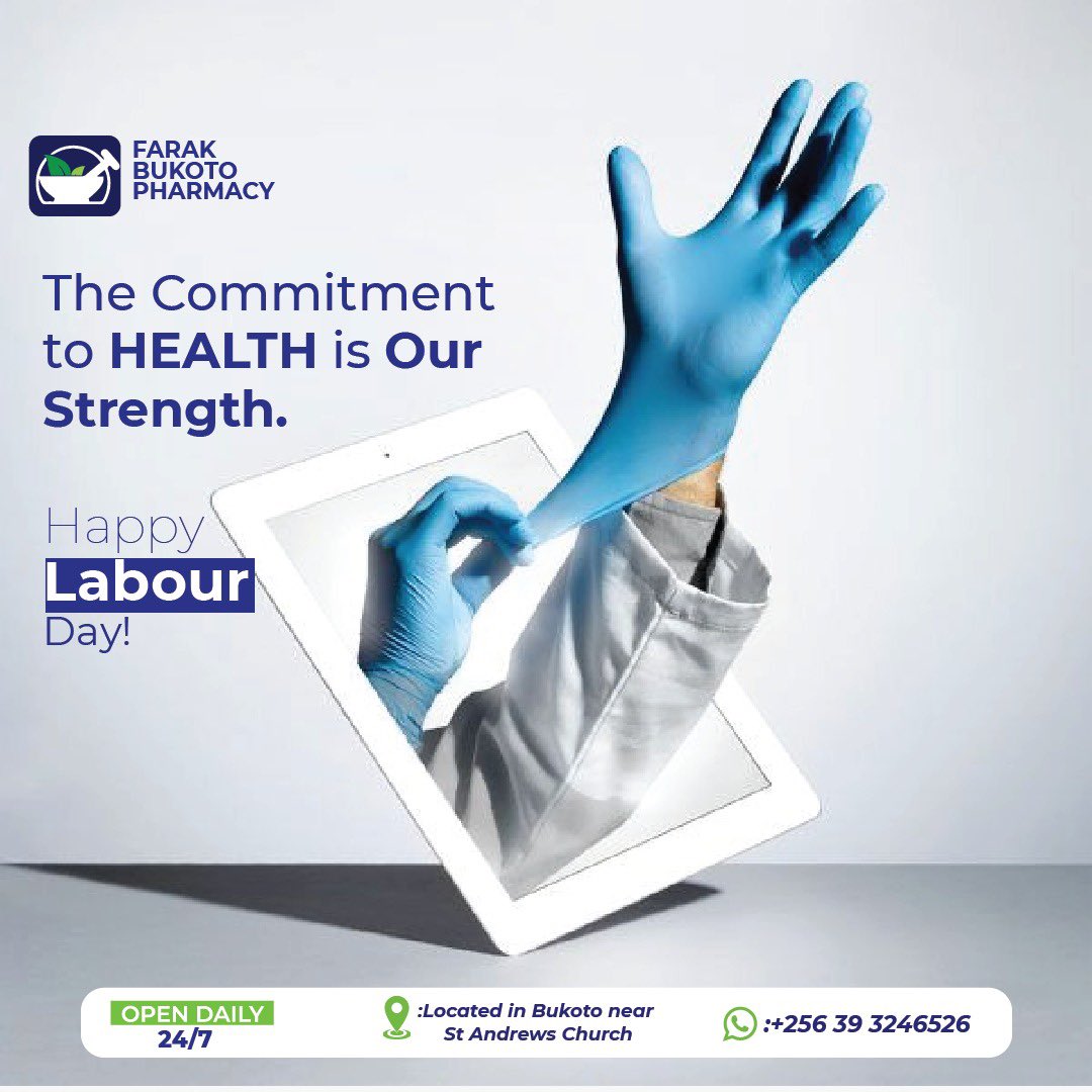 Celebrating the dedication behind every healing hand. 💙🩺
This International Labour Day, Farak Bukoto Pharmacy honors the commitment, care, and strength of all who work tirelessly to keep our communities healthy.

Open 24/7 because your health is our priority.