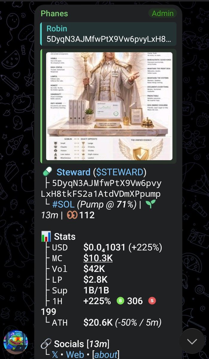 Robinxhub's tweet image. Watch your early entry on $STEWARD

Called at $10.3k MC 

Ca..
5DyqN3AJMfwPtX9Vw6pvyLxH8tkFS2a1AtdVDmXPpump
#solana #solanamemecoins