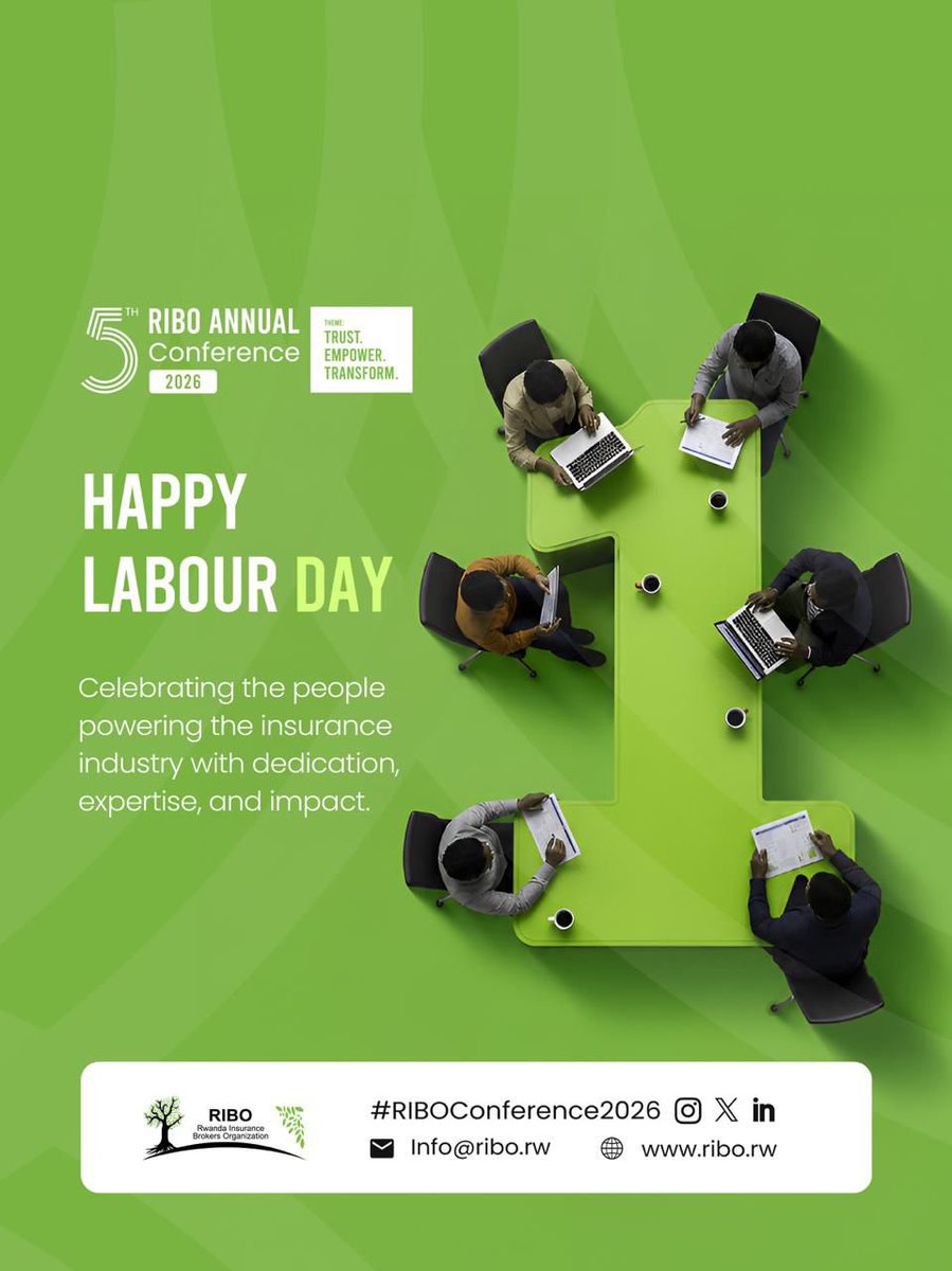 Ribo_Rwanda's tweet photo. Today, we celebrate the people shaping Rwanda’s insurance sector, brokers, insurers, regulators, and all industry stakeholders. 

Happy Labour Day to the people behind the progress.

#LabourDay #InsuranceRwanda #RIBO https://t.co/BiRRY9XkvC