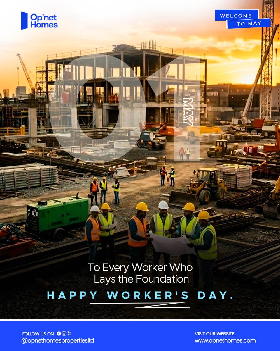 opnethomes's tweet photo. To every worker who lays the foundation — Happy Worker's Day! 🧱👷🏾‍♂️

Behind every structure that stands tall is a team that shows up, puts in the work, and never backs down. 

Today, we celebrate YOU — the hands, the hearts, and the hustle that make it all possible. https://t.co/oCxHvo6EcG