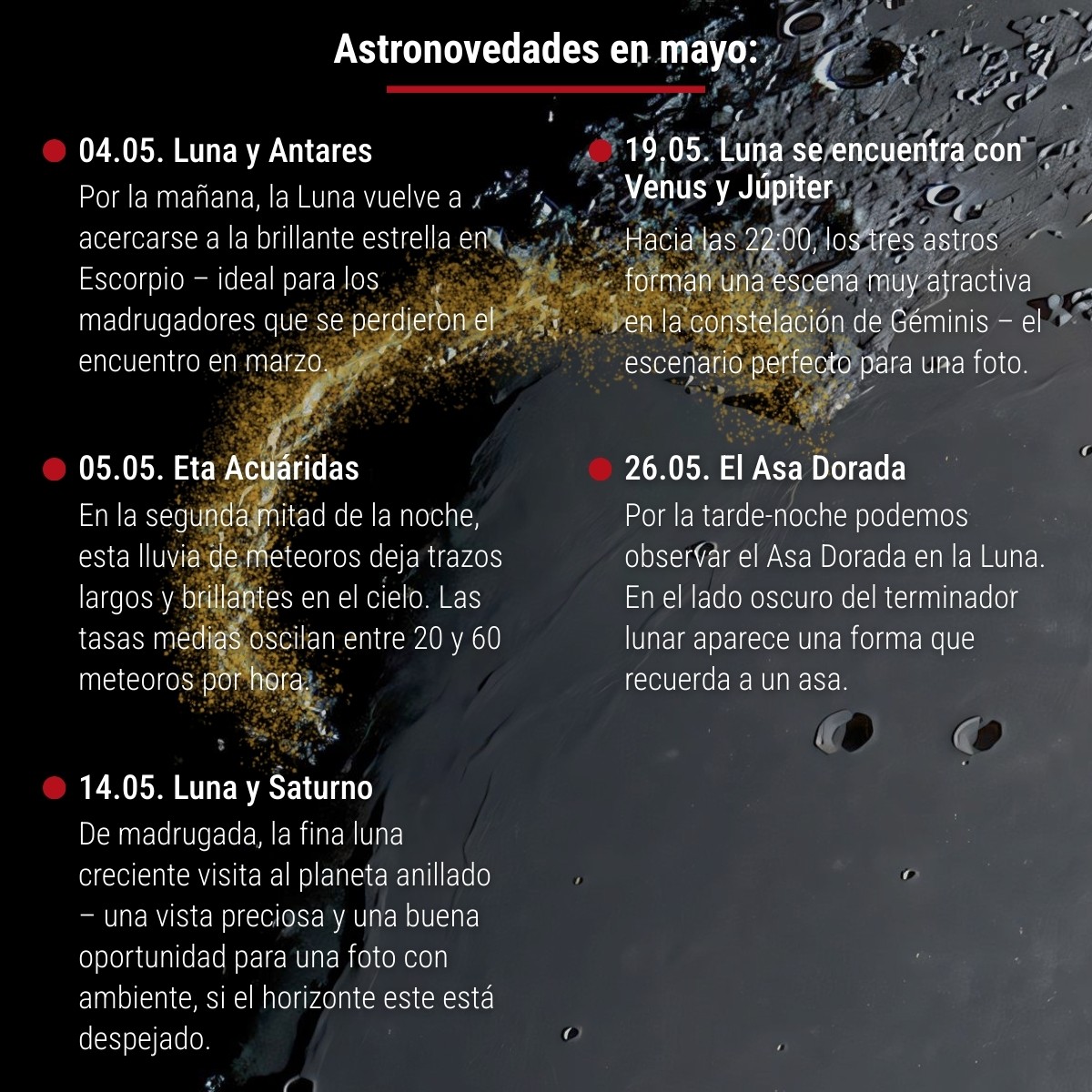 telescoshop's tweet image. ¿Habéis capturado uno de los astrohighlights?
Entonces etiquetadnos en vuestras fotos o enviadnos vuestras imágenes por DM! 📸

👉 Todos los astrohighlights de la primavera:
🔗 astroshop.es/blog/?p=60876

#Astroshop #Luna #Antares #EtaAcuaridas #Saturno #Venus #Jupiter #MangoDorado