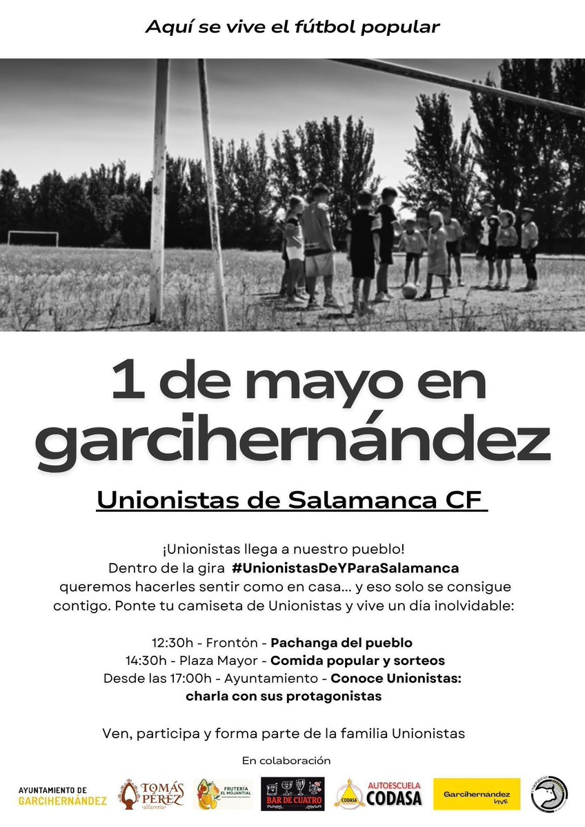 🤝🏻 SOCIAL | Continuando con nuestro objetivo de llegar a toda la provincia, hoy De la Nava, Mounir, Olmedo, Juanje y Jota estarán en Garcihernández para compartir un ratito con todos sus vecinos. Les acompañarán también Guti y Antonio Paz.

#UnionistasDeyParaSalamanca