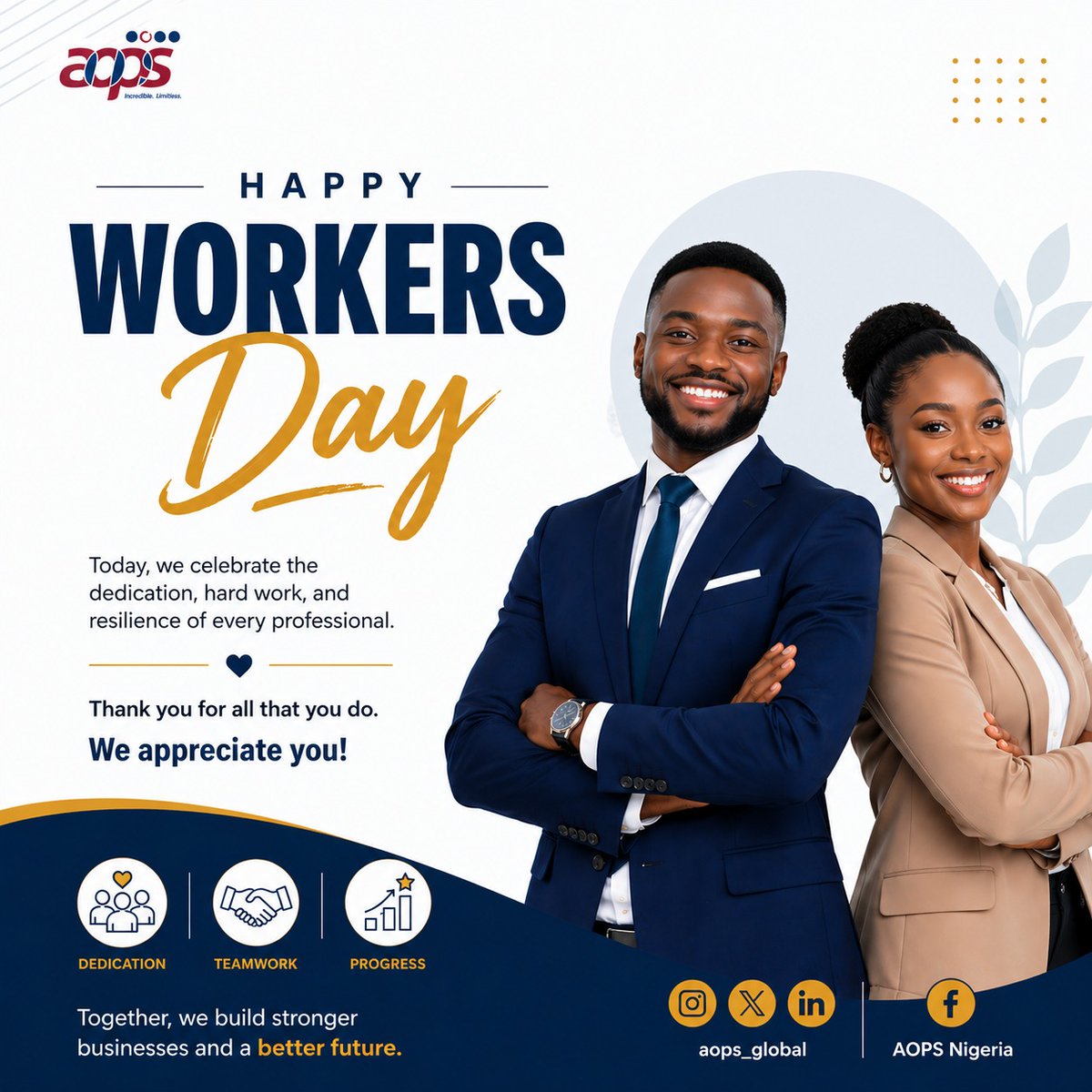 aops_global's tweet photo. Today, we celebrate the hard work, dedication, and resilience of workers across all industries.

Your efforts continue to drive growth, innovation, and success.

Happy Workers’ Day!

#WorkersDay #LabourDay #Appreciation #Workforce https://t.co/WRk3HDmgkb