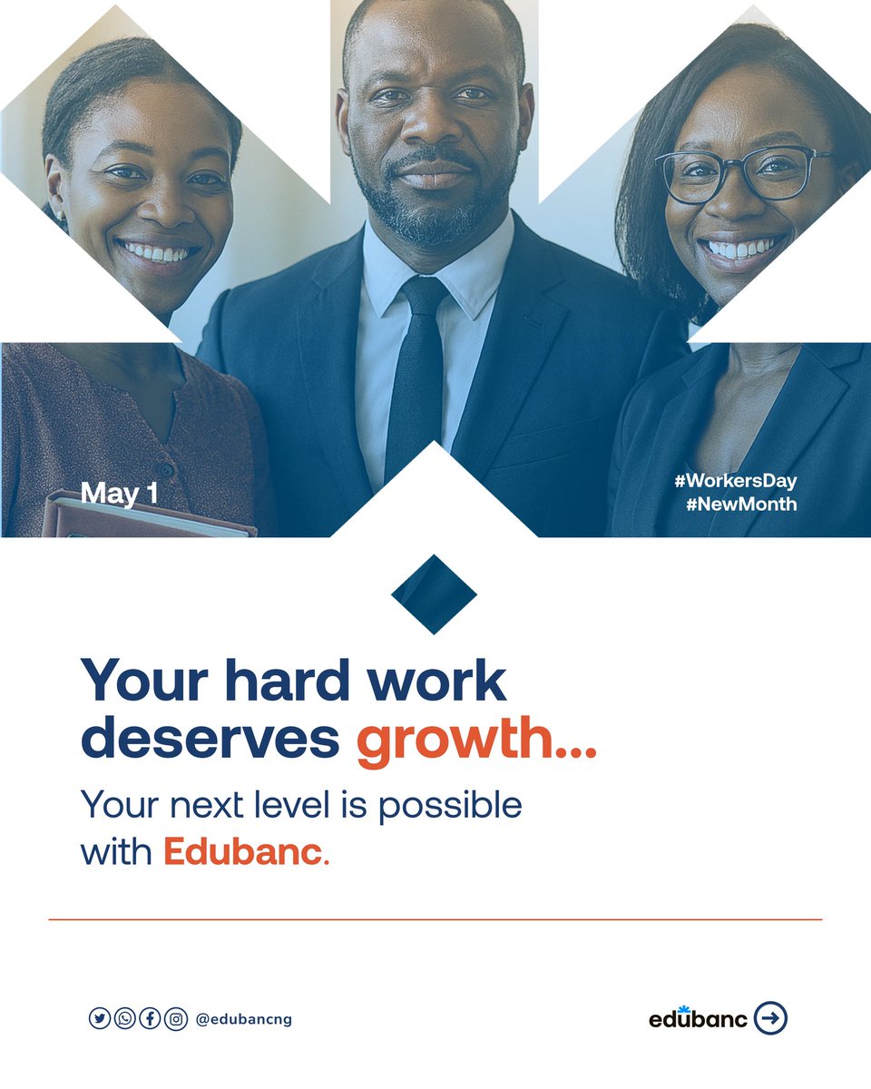 EdubancNG's tweet photo. Happy Workers’ Day
Because real progress isn’t just about effort, it’s about intentional improvement
This might be the month to:
• Start that certification
• Upgrade your skills
• Take your next career step seriously
You deserve more than just getting
#Edubanc #workersday https://t.co/X5JceijStQ