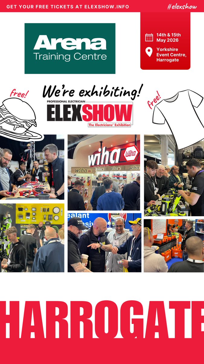 arena_training's tweet photo. Interested in careers or training or just anything in the Electrotechnical industry? Come and talk to us at Harrogate at ELEX show @Elexshow https://t.co/dkpIiletHv