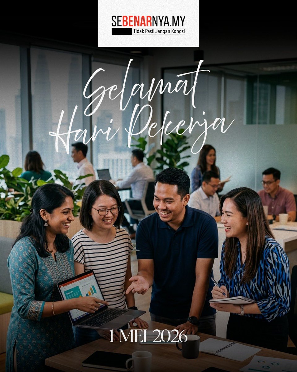 sebenarnyaMY's tweet photo. Selamat Hari Pekerja! 

Hargai setiap usaha dan pengorbanan. Dalam berkongsi maklumat, pastikan sahih.

#sebenarnyamy #tidakpastijangankongsi #aifachatbot https://t.co/qDu90tdLJu