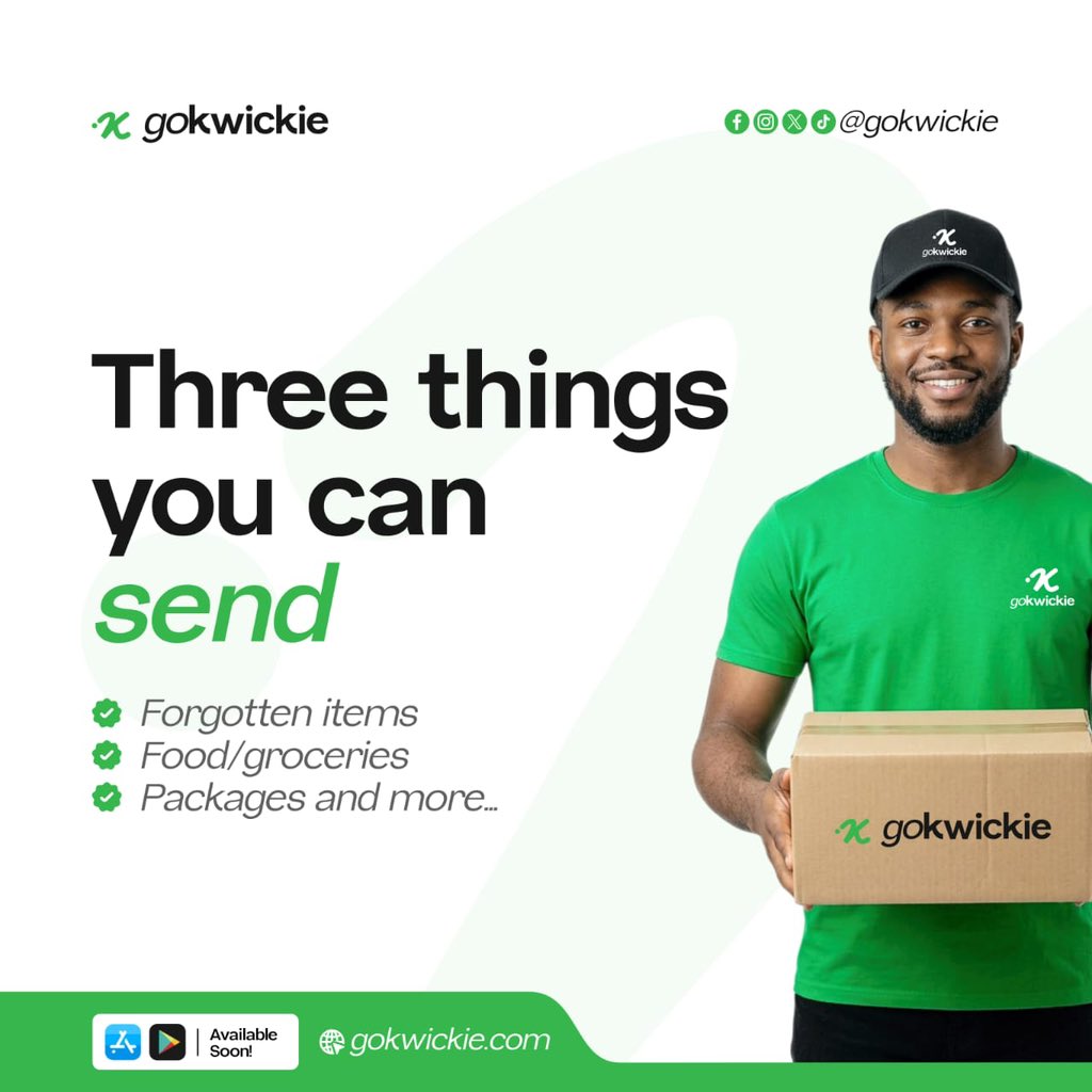 GoKwickie's tweet photo. Send Anything, Anytime with Gokwickie
What will you be sending first?
#Gokwickie #Kwickdelivery #Happynewmonth #MonthofMay #Comingsoon https://t.co/5FbA8QR52E