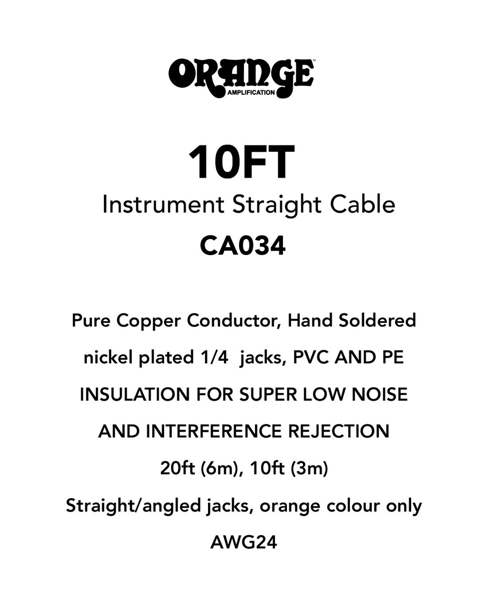 trimacindia's tweet image. CA034 Crush Series : Instrument Straight Cable
Length : 10 Feet

Features:

Pure Copper Conductor, Hand Soldered nickel plated 1/4″ jacks, PVC AND PE Insulation For Super Low Noise And Interference Rejection

#Orange #Orangecable #lownoise