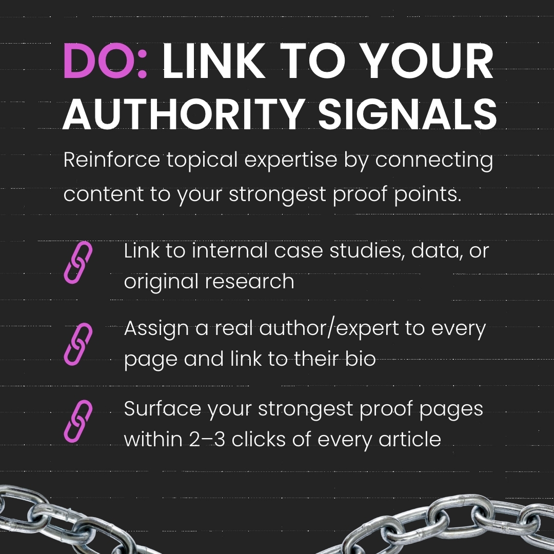 GeekyTechGeeks's tweet photo. Want your content to rank higher and get cited by AI?

✅ DO organise links around topics
✅ DO link to your authority signals (case studies, data, expert bios)
❌ DON’T use generic or keyword-stuffed anchors like “click here”
❌ DON’T link randomly without topical relevance https://t.co/n7Givv1LyR