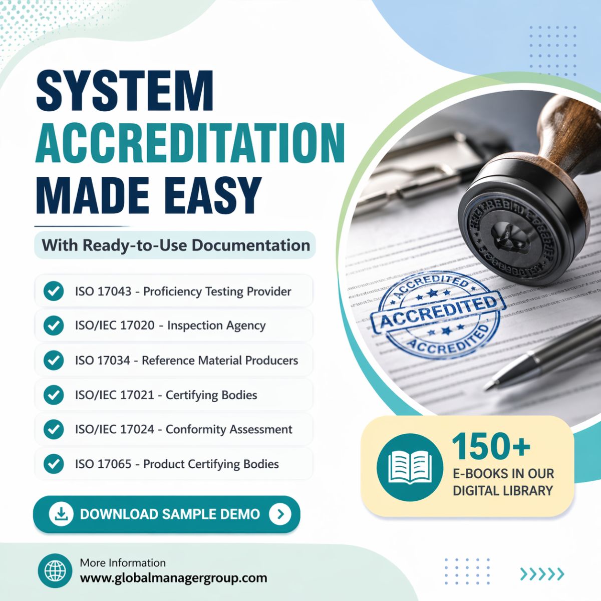 ISOconsult_GMG's tweet image. System accreditation made easy.

Get ready documentation templates for ISO 17020, 17065 &amp;amp; more.

Save time. Simplify compliance.
globalmanagergroup.com

#ISO #Accreditation