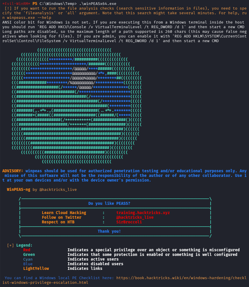 al1enr00t's tweet photo. Uploaded WinPEAS and let it run.
Amidst all the noise, one thing stood out.
AutoLogon credentials in the registry.
DefaultUsername: svc_loanmgr
DefaultPassword: Moneymakestheworldgoround!
Someone left the keys in the door. ☠️
#HTB #WinPEAS #PrivEsc #WindowsPrivEsc #ActiveDirectory #Recon