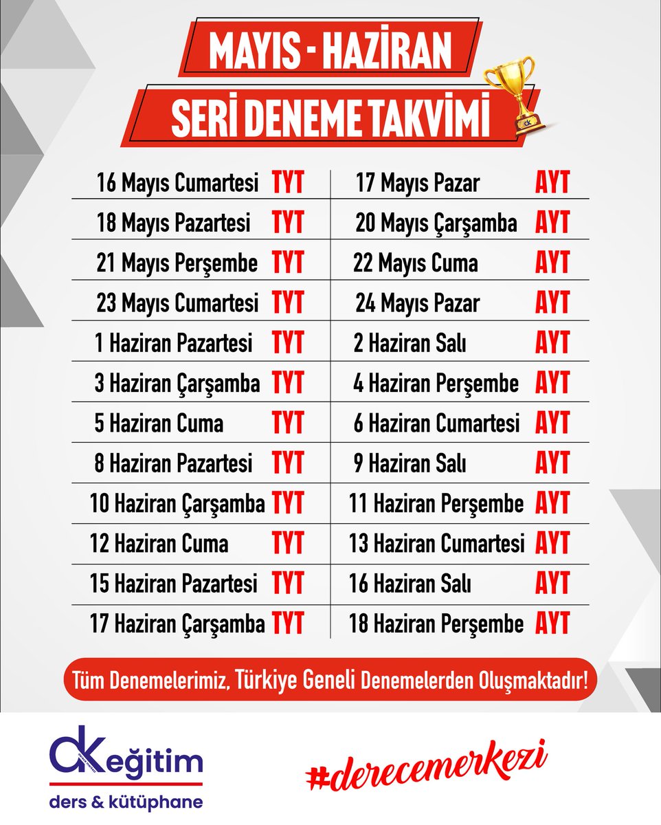dkegitim's tweet photo. Derskolik’te Mayıs-Haziran Ayları Seri Deneme Takvimi! 

#dkeğitim #derecemerkezi💯 #sınavkolik #denemekulübü https://t.co/iHhOrf4dcx