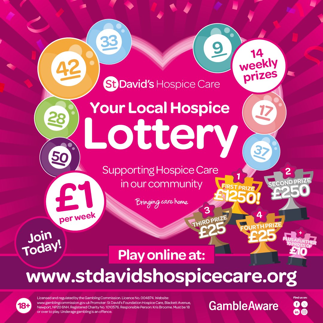 SDFHC's tweet image. 🌷 HOSPICE LOTTERY RESULTS 01.05.26 🌷 

Congratulations to all winners and THANK YOU to everyone who plays for your support. To check the results or to join, go online here: lottery.stdavidshospicecare.org 

#friday #winning #lucky #weekend #bankholiday #spring