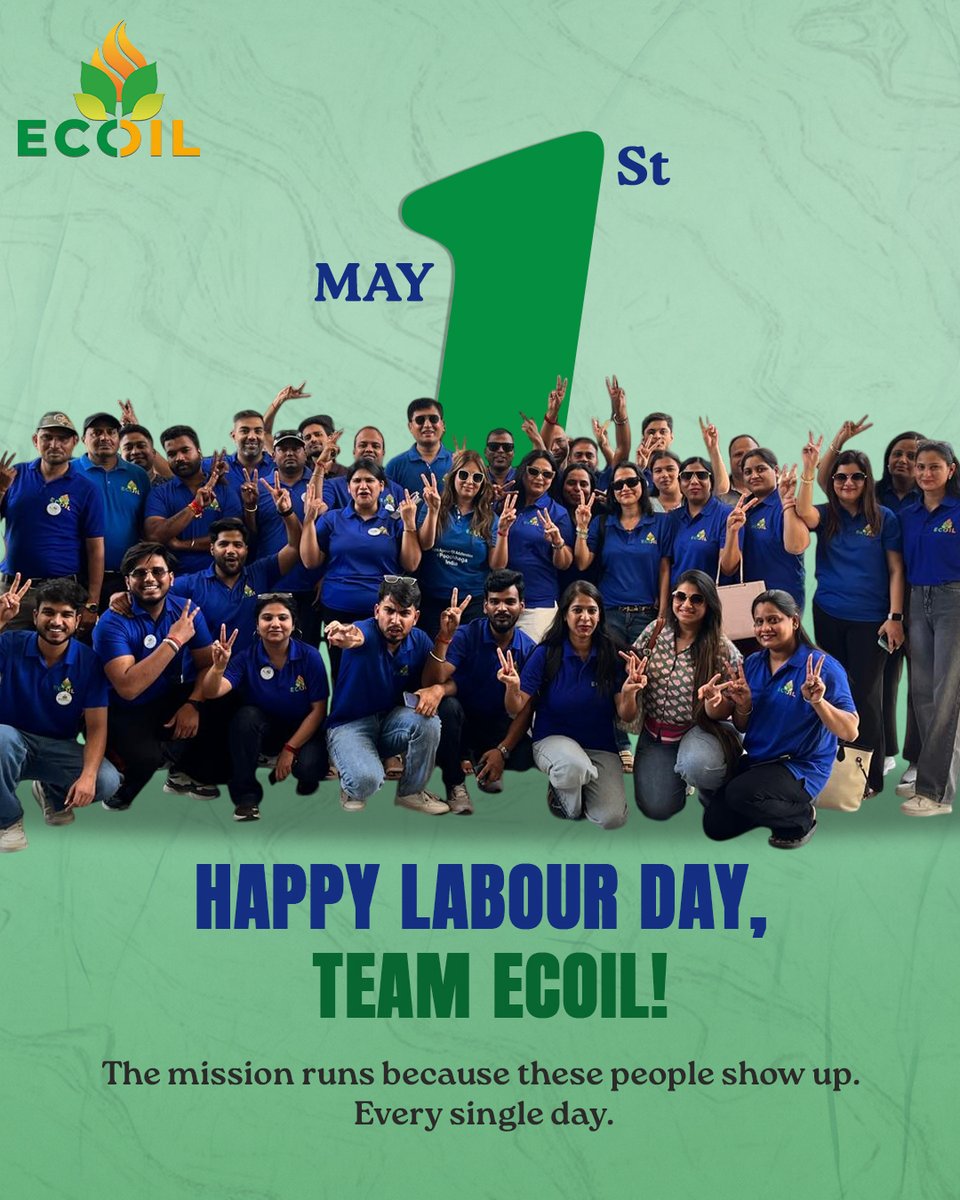 EcoilEnergy's tweet photo. The mission runs because these people show up. Every single day. 💚

Waste does not turn into energy on its own. It takes people who believe in something bigger than a job. This is that team.

Happy Labour Day, Team ECOIL! 🙌

#LabourDay #ECOIL #CleanEnergy #SustainabilityIndia https://t.co/hR3uFep4JW