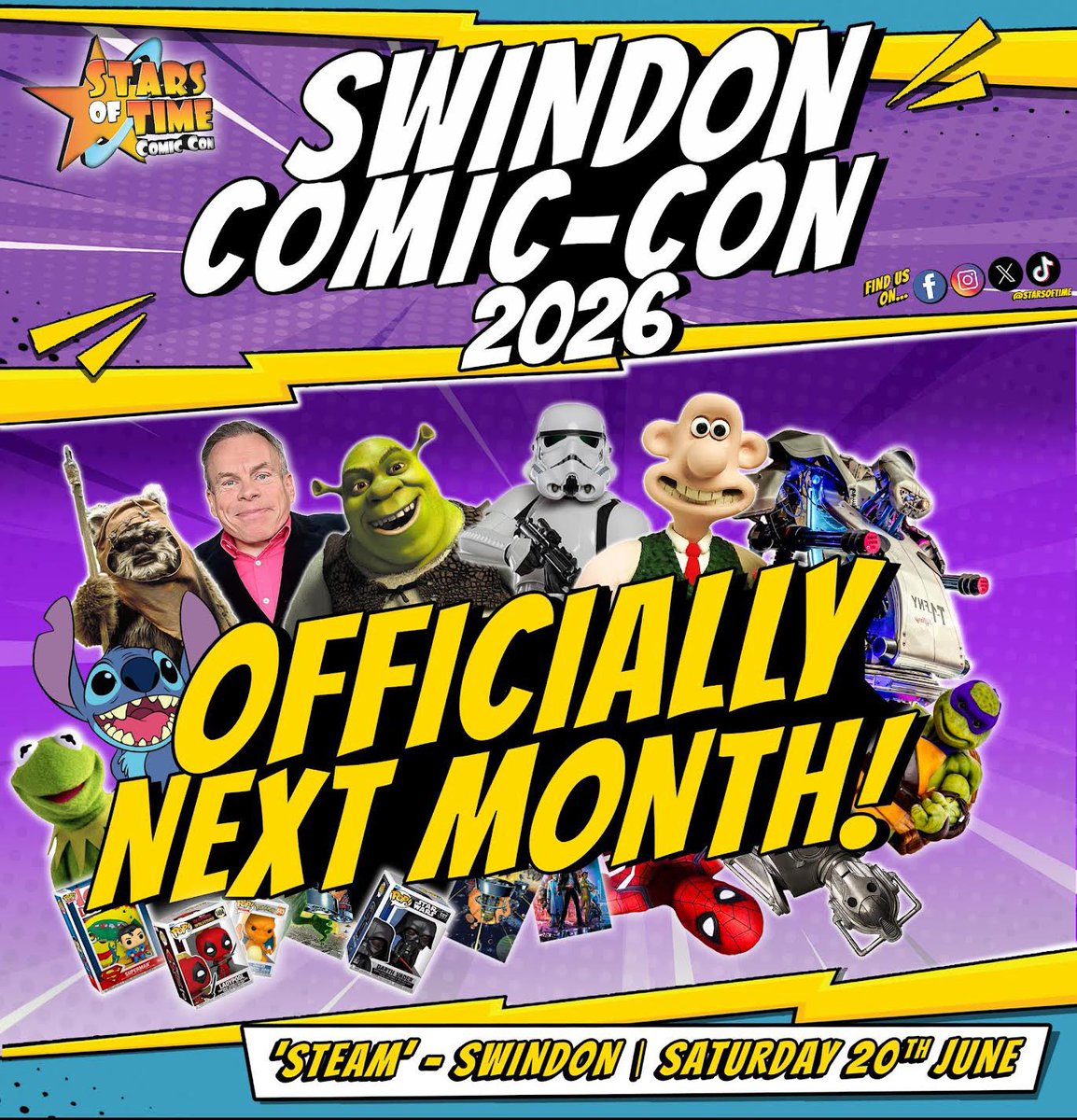 STARSOFTIME's tweet image. 🎟️ BOOK TODAY! 🎟️
Meet WARWICK DAVIS, BRIAN BLESSED, BEN WHITEHEAD, PAUL KASEY,  ABDUL SALIS, RONNIE LE DREW &amp;amp; PETER DESOUZA-FEIGHONEY

@STARSOFTIME Sat 20th June, @steam_museum SWINDON

TICKETS: starsoftime.co.uk/swindon

#comiccon #photo #starwars #doctorwho #cosplay