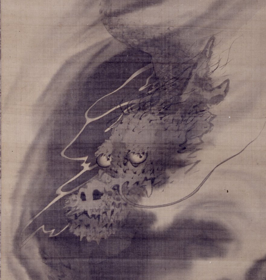 蘆雪の水墨画の滲んでる部分が好きです。なかでも、竜を描いた絵で使