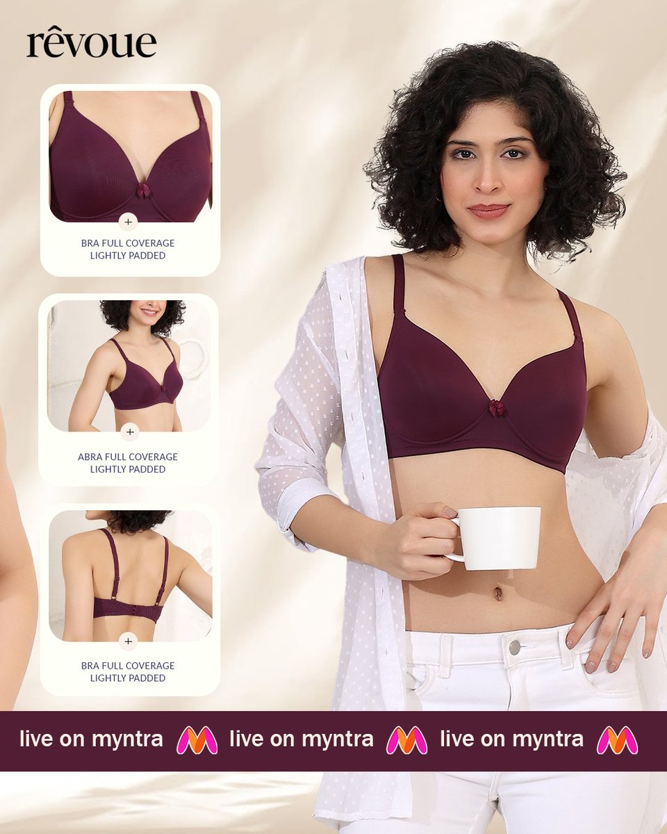 Revoue_'s tweet image. Rêvoue All-Day Comfort Full Coverage Bra with Light Padding #SelfLove #Revoue #MyntraLive #DailySupport #LingerieInspo #BodyConfidence