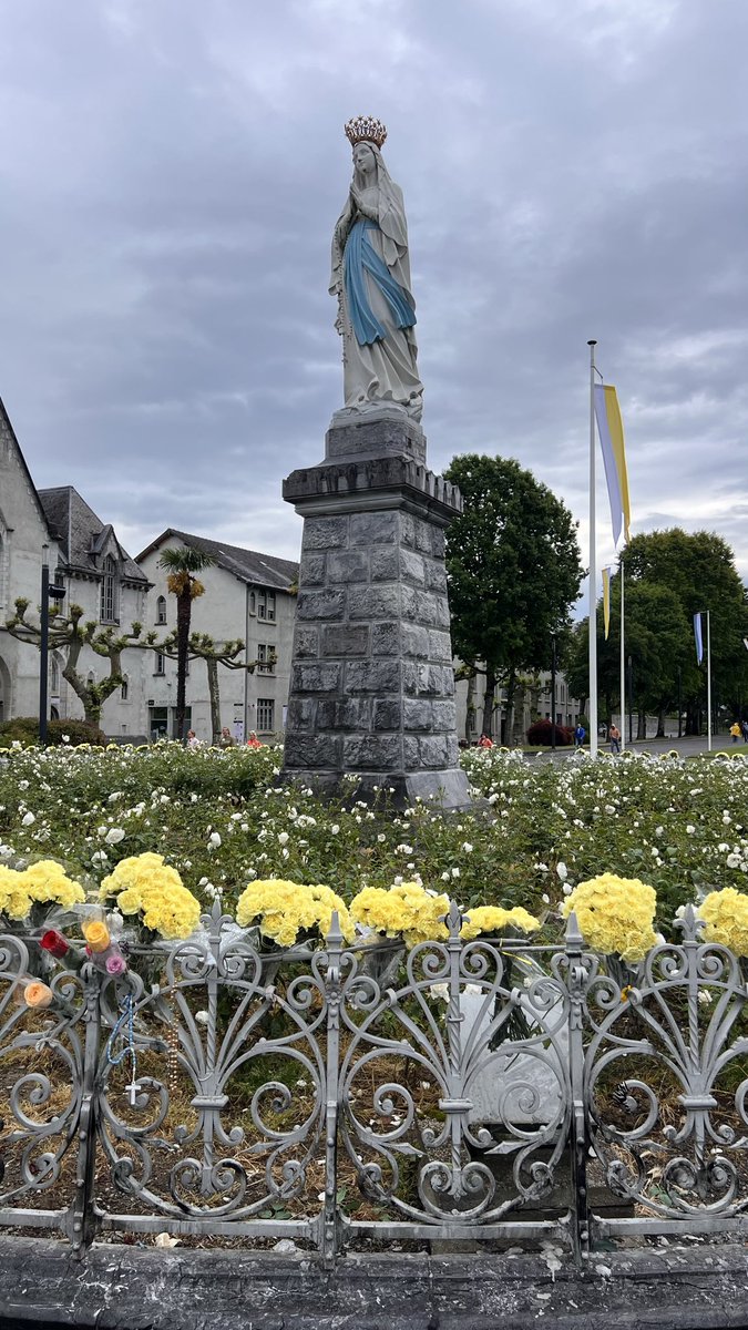IrishLourdes's tweet photo. In this, the month of May, as we prepare for our pilgrimage to Lourdes in June, we celebrate with the Sanctuary the 150 years since the canonical coronation of the statue of Our Lady of Lourdes.  Yellow roses will surround her during this special month. https://t.co/ir5NJCwxqH