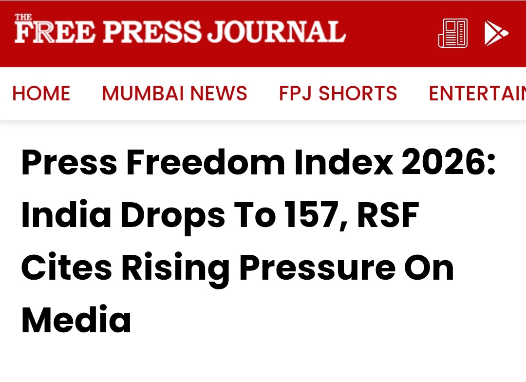 All our neighbours are above us,only china is at 178
Pakistan is 152
Srilanka is 134
Bangladesh is above us as well.

India at 157 is worst for a democracy.

#bjp