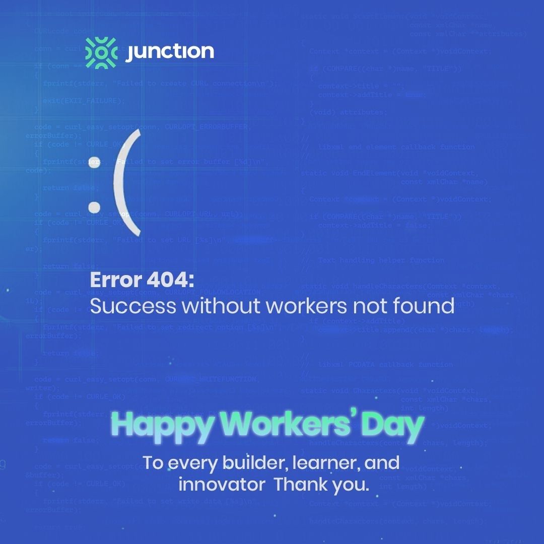 JunctionComm's tweet photo. Happy Workers’ Day to everyone putting in the work seen and unseen. 
At junction,we celebrate not just workers but learners—the ones putting in the efforts today for tomorrow result .
Keep going. Your consistency will pay
#WorkersDay #TechJourney #TechInIbadan #JunctionCommunity https://t.co/h5DzXmNAGi