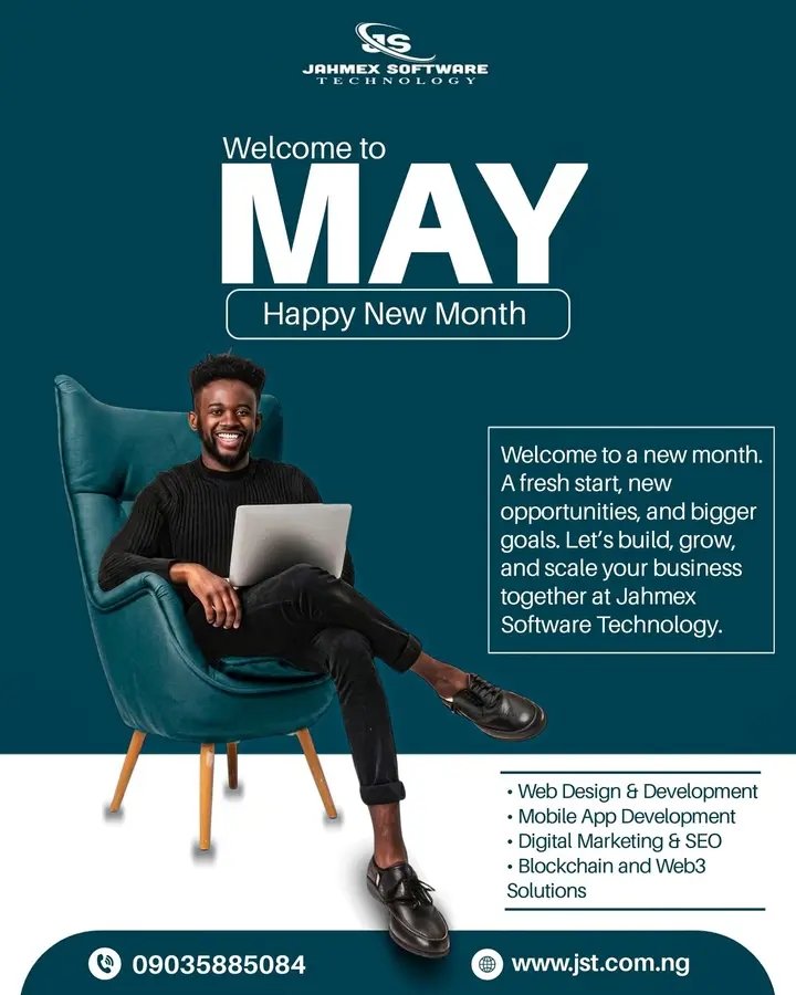 Jahmextech's tweet image. Welcome to a new month🎉
A fresh start. New opportunities. Bigger goals.
This month, don’t just run your business...
grow it the right way.

💻 Websites
📱 Mobile Apps
📈 Digital Growth

 #HappyNewMonth #digitalsolutions #techsolutions #nigerianbusiness