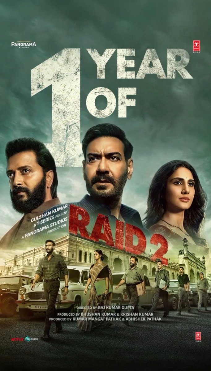 CineBuff2003's tweet photo. Yeh kahaani sirf raid ki nahi. Himmat ki thi 🔥. Celebrating One year of Raid 2 🎬. #1YearOfRaid2 #AjayDevgn #VaaniKapoor #RiteishDeshmukh https://t.co/jvqRrz0Vof
