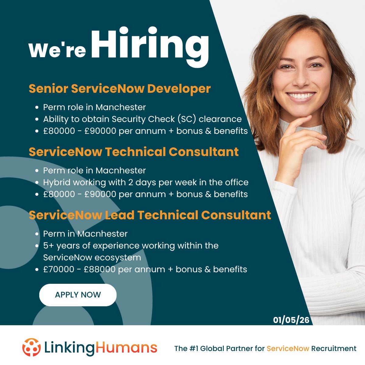 LinkingHumans's tweet image. 🚨 HOT JOBS FRIDAY 🚨

3 top ServiceNow roles in Manchester 🔥
💰 Up to £90k + bonus &amp;amp; benefits
📍 Hybrid
🚀 Developer | 💼 Consultant | 🏗 Lead
Explore more 👇
linkinghumans.com

#ServiceNowJobs #ServiceNow #UKJobs #HiringNow