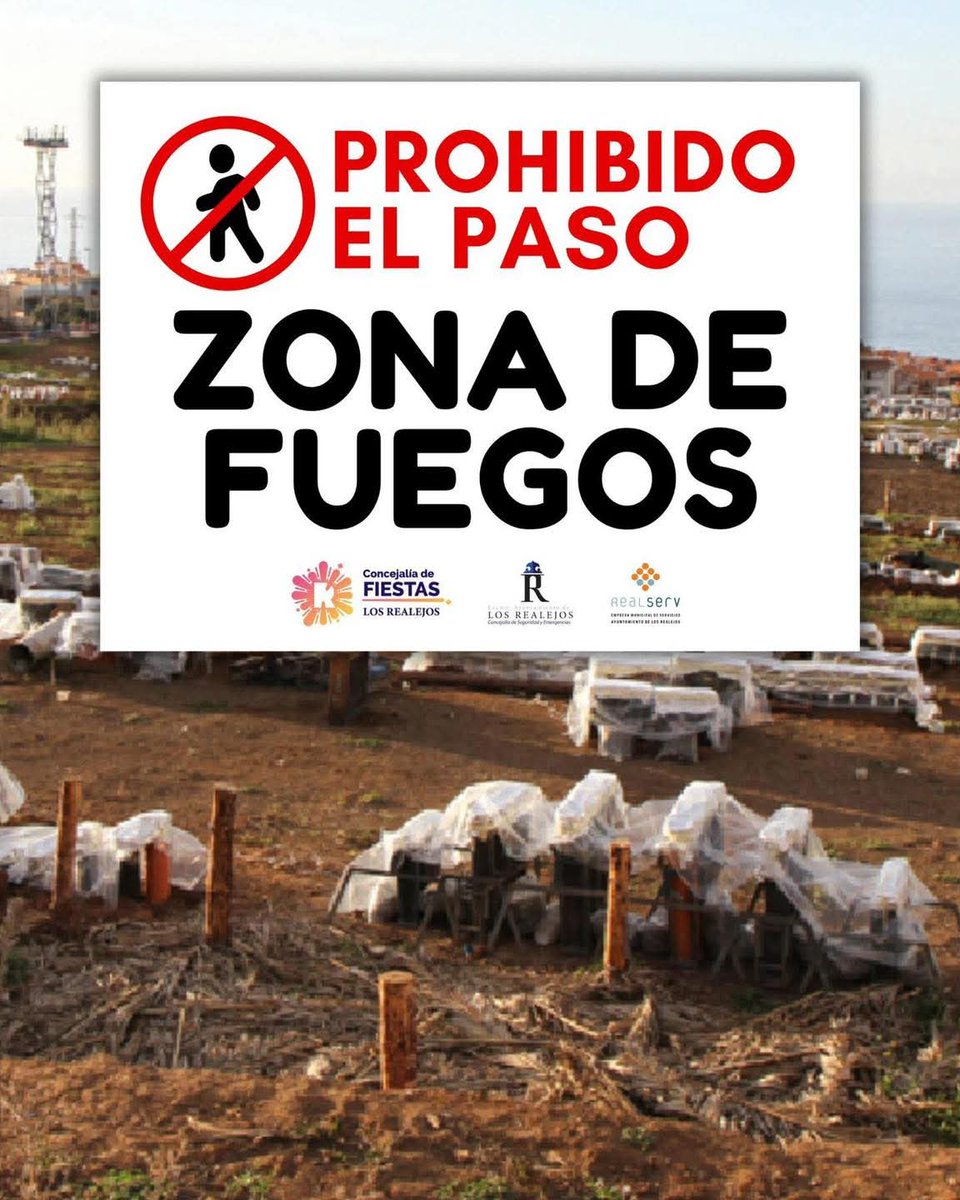 SyELosRealejos's tweet photo. 🎆 𝐏𝐑𝐎𝐇𝐈𝐁𝐈𝐃𝐎 𝐄𝐋 𝐏𝐀𝐒𝐎 𝐄𝐍 𝐙𝐎𝐍𝐀 𝐃𝐄 𝐅𝐔𝐄𝐆𝐎𝐒 de cara al DÍA DE CRUZ, este domingo 3 de mayo.
Asimismo, se insta a cumplir las indicaciones de #PoliciaLocalLosRealejos, empresas de vigilancia y voluntariado de emergencias.

#LosRealejosMásSeguro 💙 https://t.co/ns8EL0uSzb