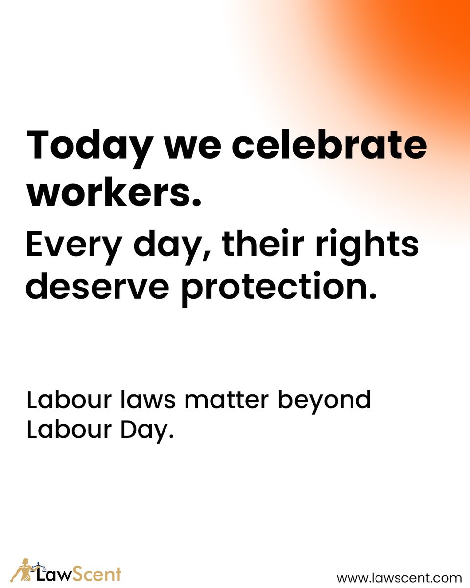 lawscent's tweet photo. Today, we celebrate the workforce that keeps industries moving and communities growing.

Labour Day is not just about appreciation—it is also about awareness.

At LawScent, we believe strong workplaces are built on strong legal foundations.

#LabourDay #WorkersRights #LawScent https://t.co/kGIH077Wwk