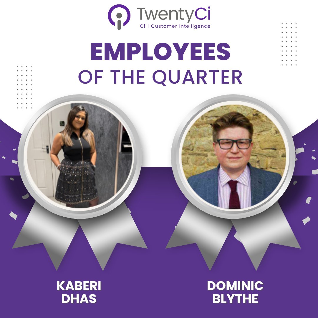 TwentyCi's tweet photo. We have not one but two employees of the quarter! Both were so good we couldn’t choose between them!

🎉Huge congratulations to our Sales Administrator, Kaberi Dhas, and our Account Manager, Dominic Blythe. 🎉

Both are fantastic team members that we couldn’t be without! https://t.co/6troUajBSK