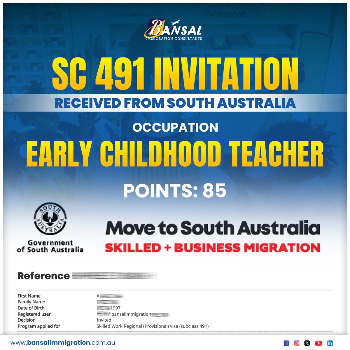 Bansalimmi's tweet image. 🎉 BACK-TO-BACK SOUTH AUSTRALIA INVITATIONS 🇦🇺

#SouthAustralia #InvitationRound #Subclass190 #Subclass491 #SkilledMigration #AustraliaPR #RegisteredNurse #EarlyChildhoodTeacher #BansalImmigration