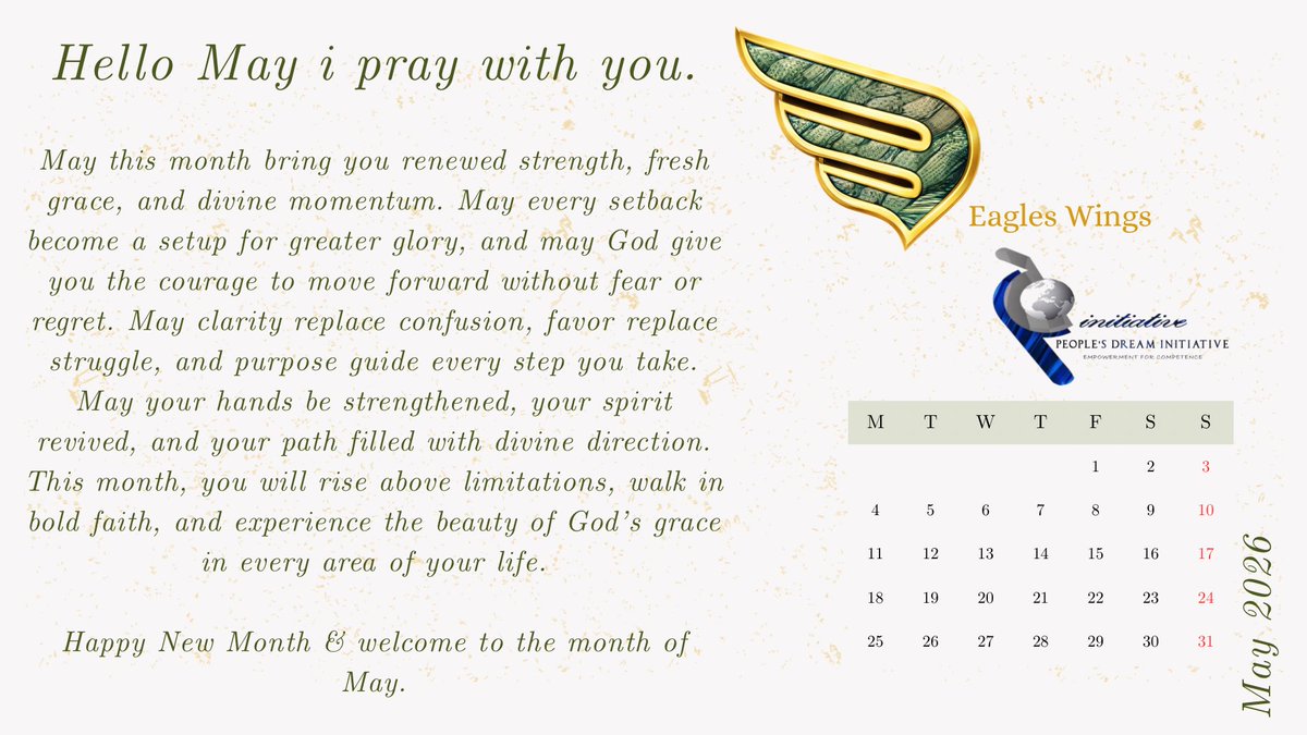 EaglesWingsLTD's tweet photo. May grace carry you where strength could not. Happy new month https://t.co/DfeObXFYKk